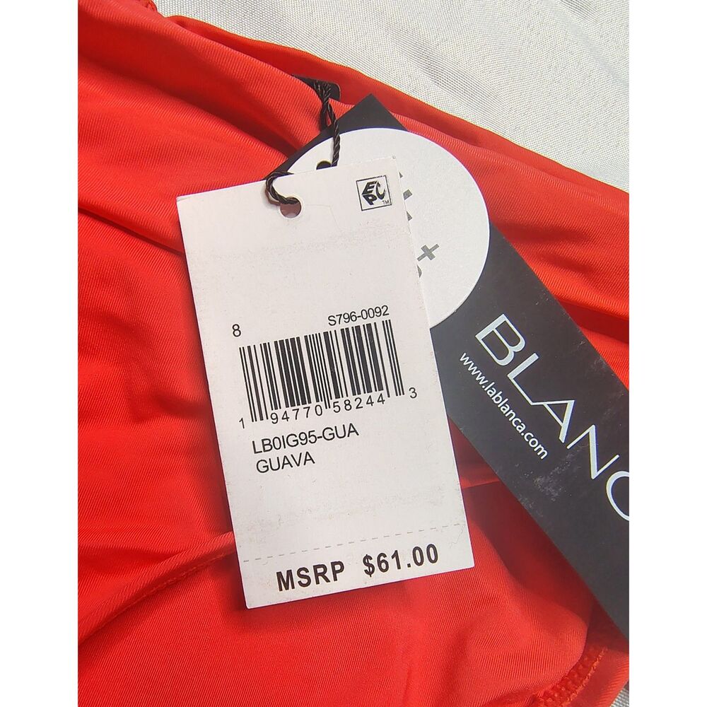 NWT La Blanca Island Goddess Shirred Band Hipster Bikini Bottom Guava Size 8 - Picture 4 of 8